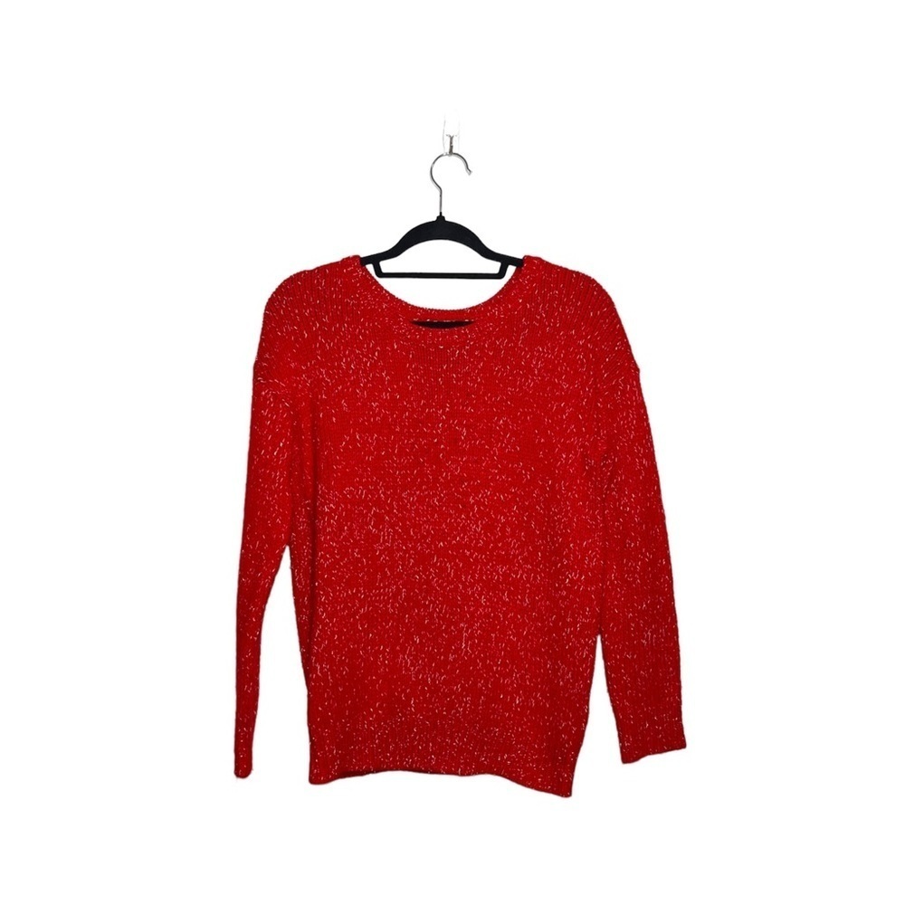 American Eagle Vintage Boyfriend Red Metallic Chunky Knit Sweater Medium Women’s